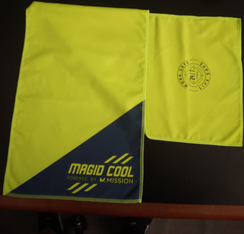 Cooling Microfiber Towel Hi Viz w/Navy